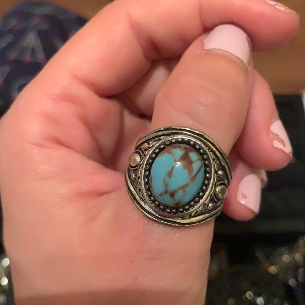 Blue marble ring